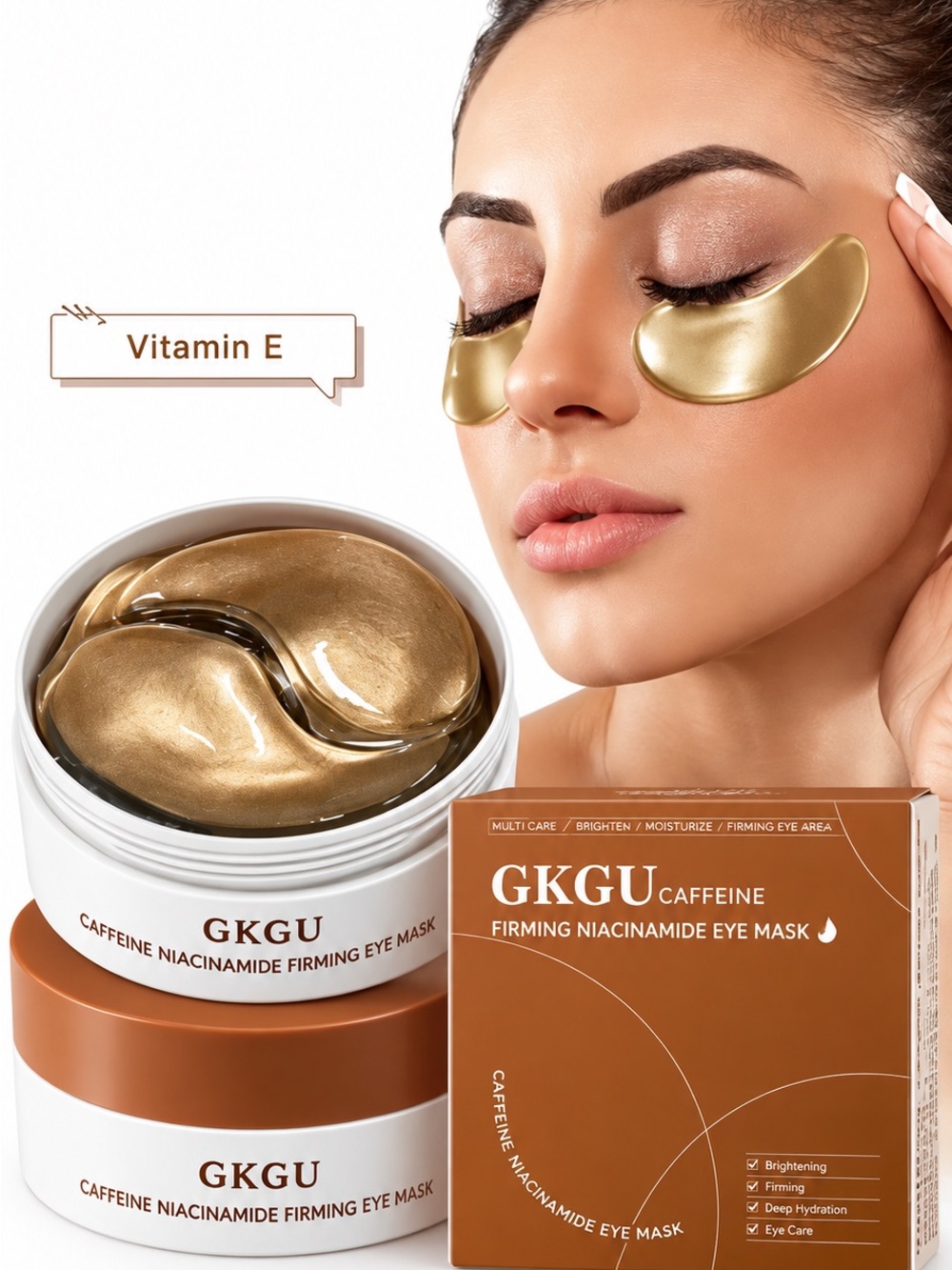 Caffeine + Niacinamide Firming Hydrogel Eye Masks with Vitamin E GKGU NEW
